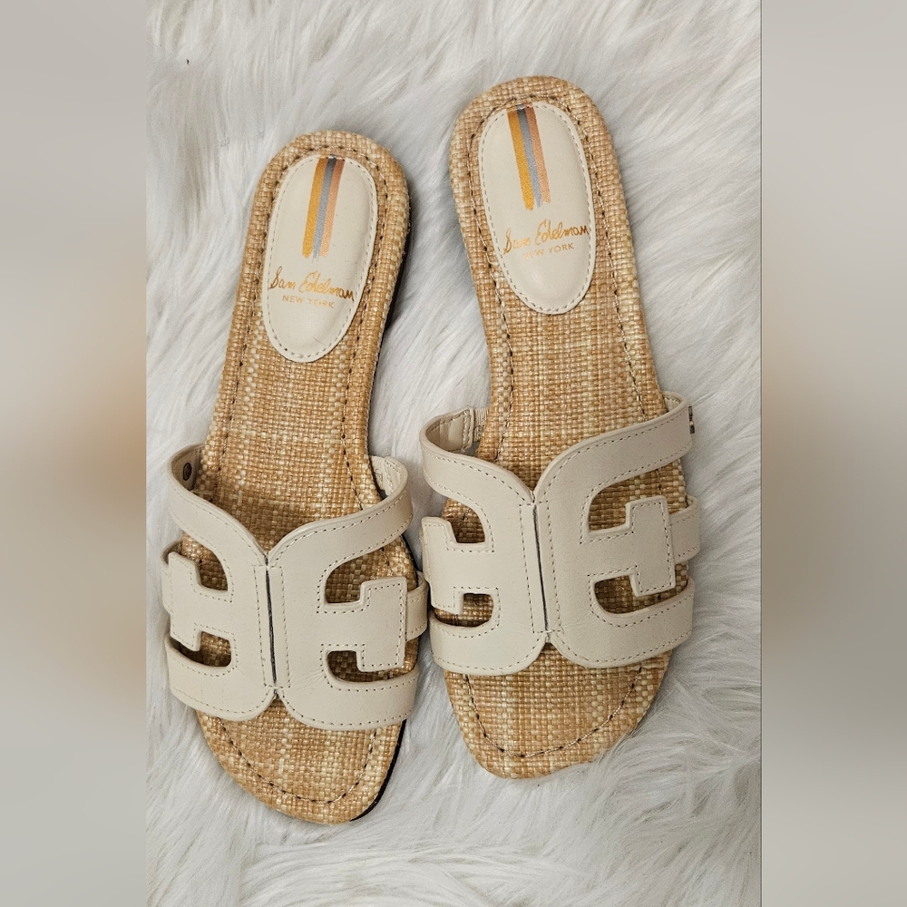 Sam Edelman Tan and Cream Slide Sandals